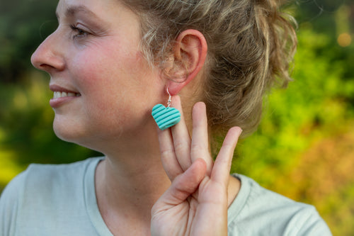 Teal Heart Shaped Drop & Dangle Earrings