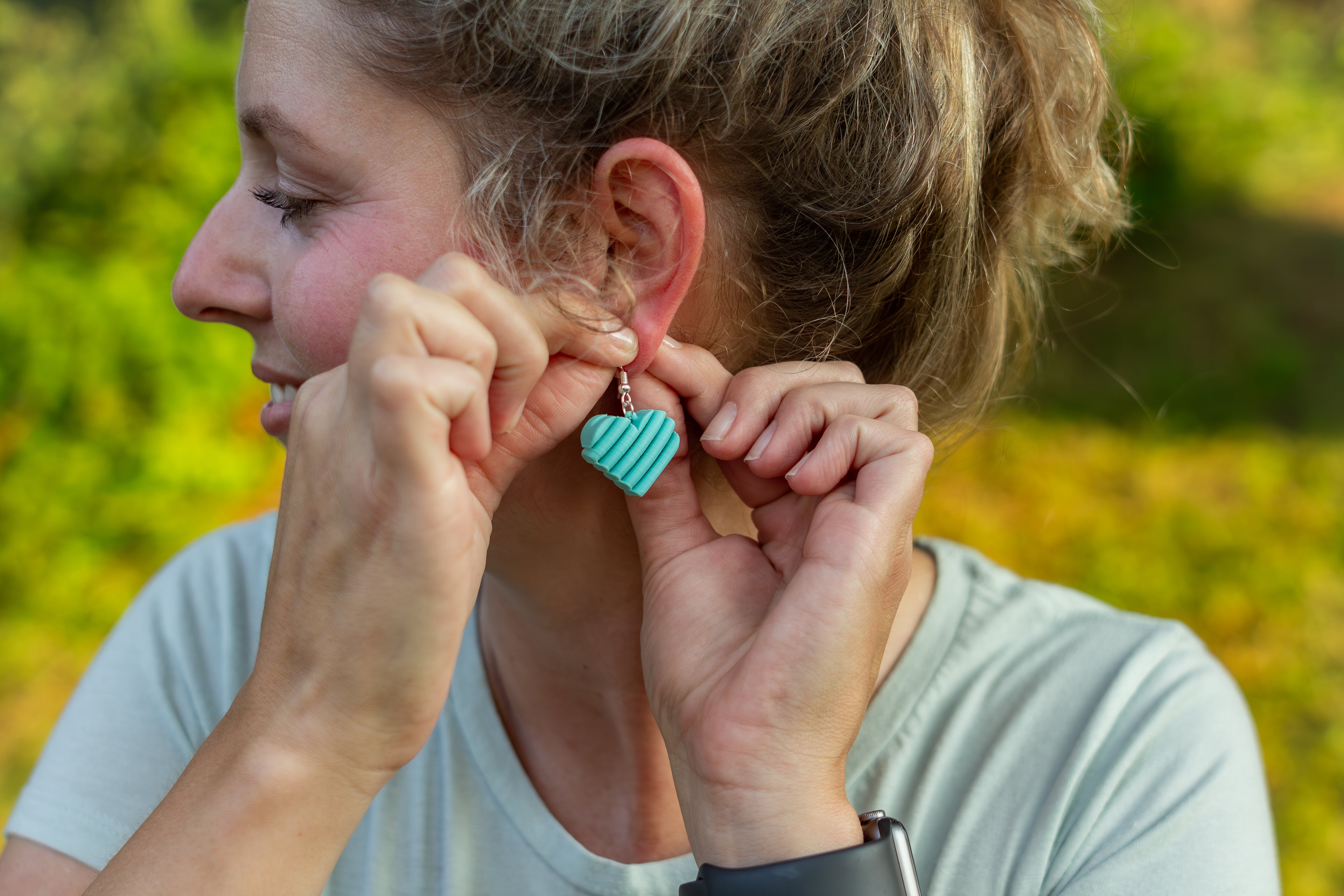 Teal Heart Shaped Drop & Dangle Earrings