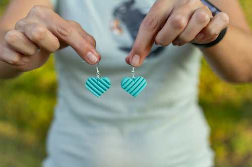 Teal Heart Shaped Drop & Dangle Earrings