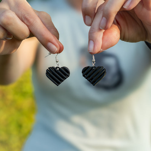 Black Heart Shaped Drop & Dangle Earrings
