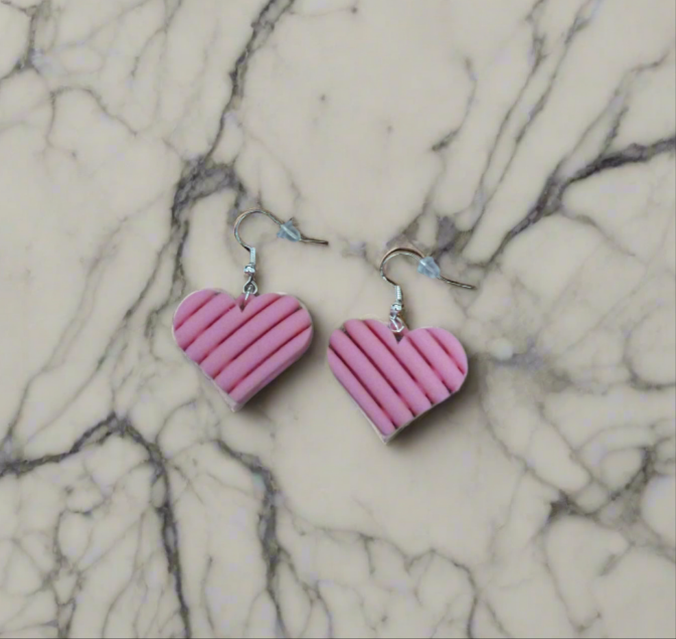 Pink Heart Shaped Drop & Dangle Earrings