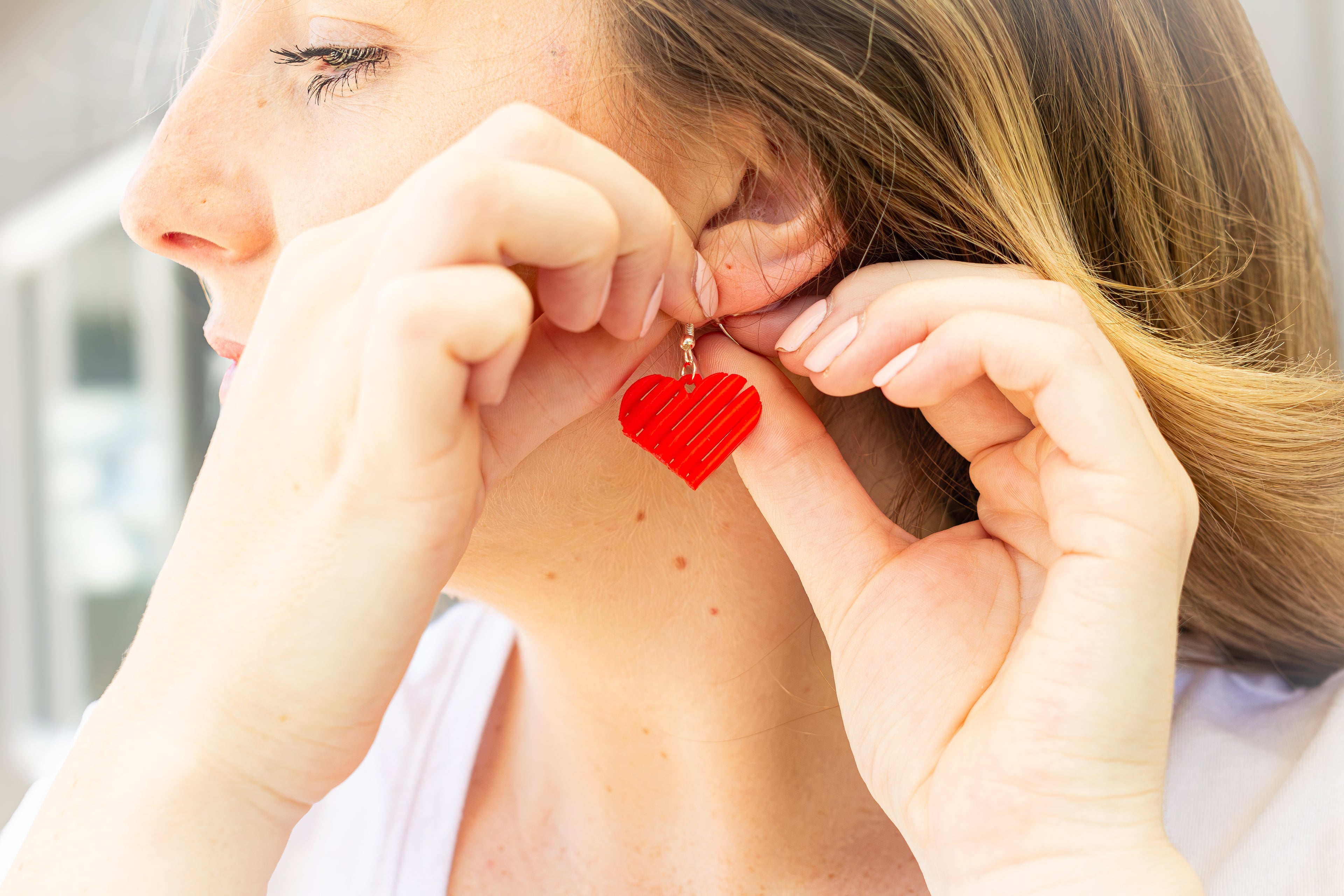 Red Heart Shaped Drop & Dangle Earrings