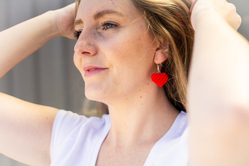 Red Heart Shaped Drop & Dangle Earrings